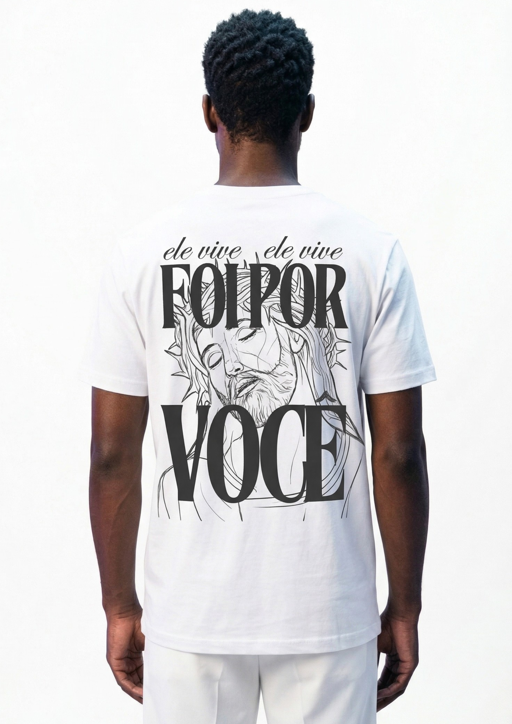 Camiseta Algodão Estampada - Estampa Jesus