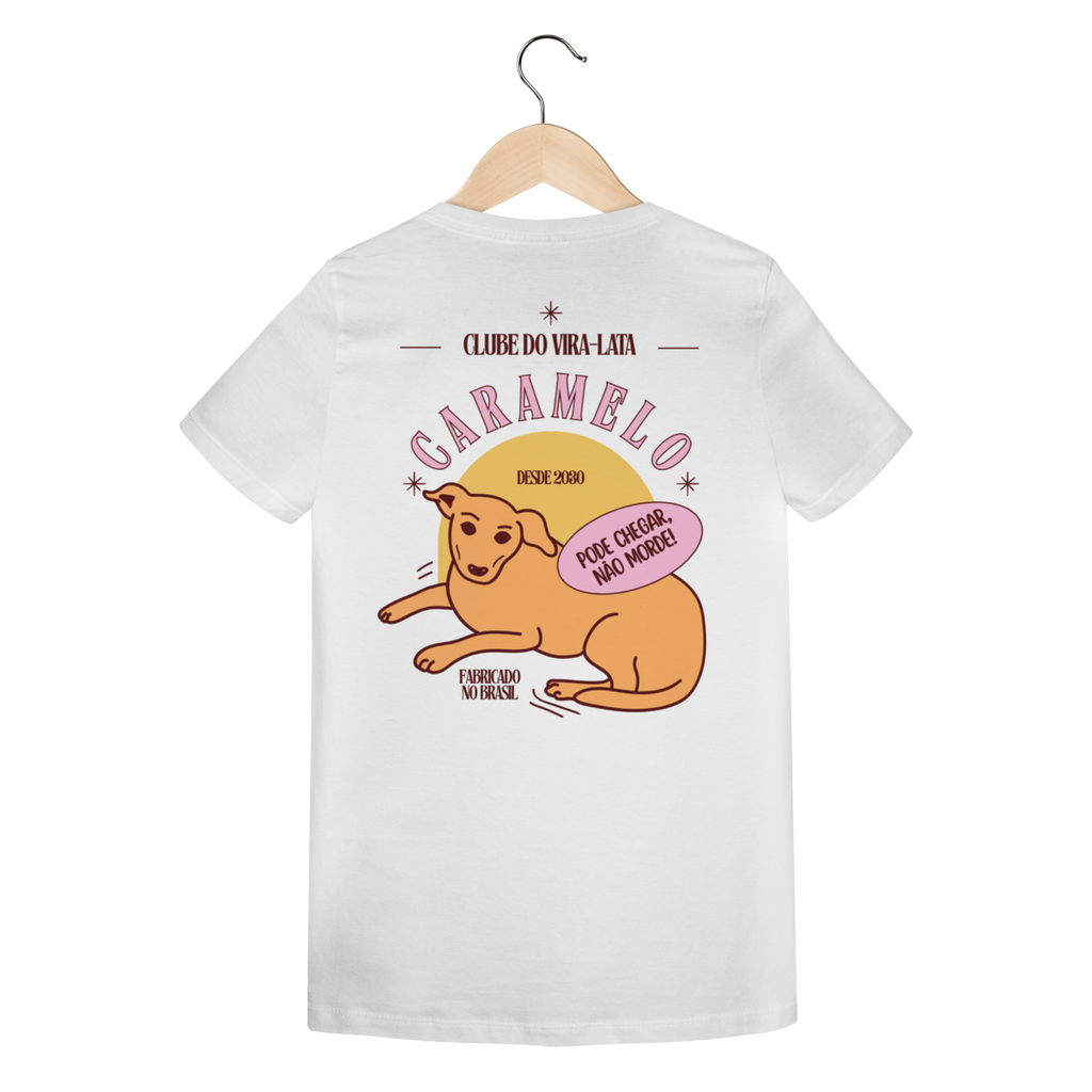 Camiseta Feminina Estampada - Estampa Cachorro Caramelo