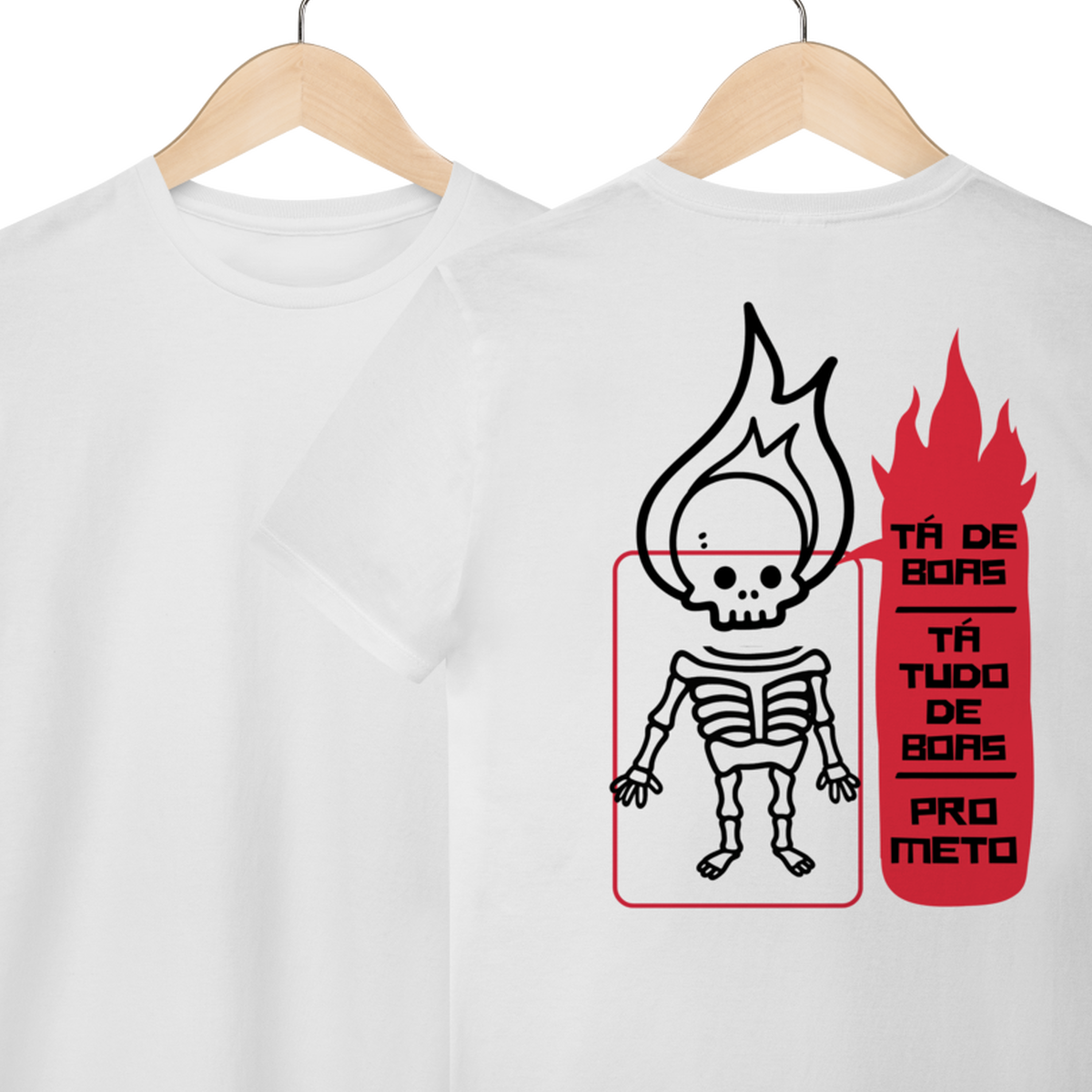 Camiseta de Algodão Estampada - Estampa Esqueleto