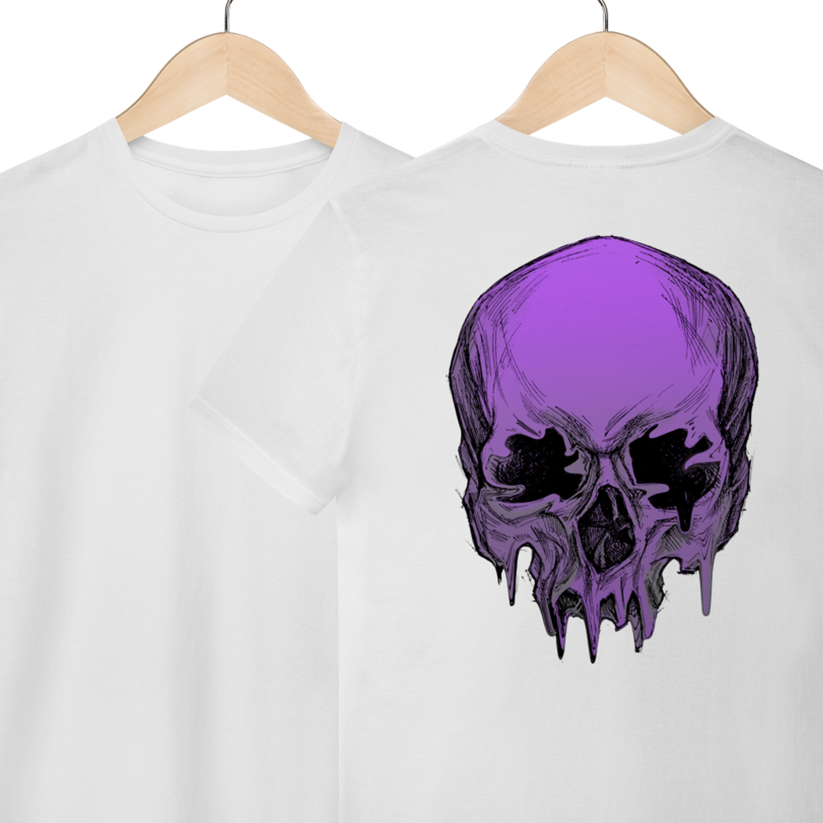 Camiseta de Algodão Estampada - Estampa de Caveira
