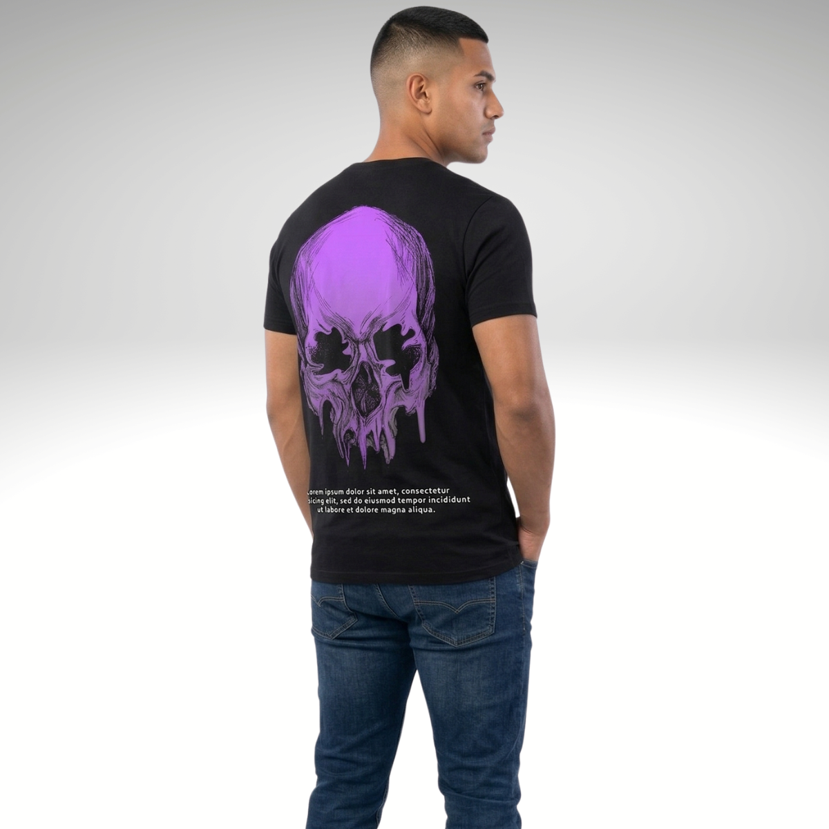 Camiseta de Algodão Estampada - Estampa de Caveira