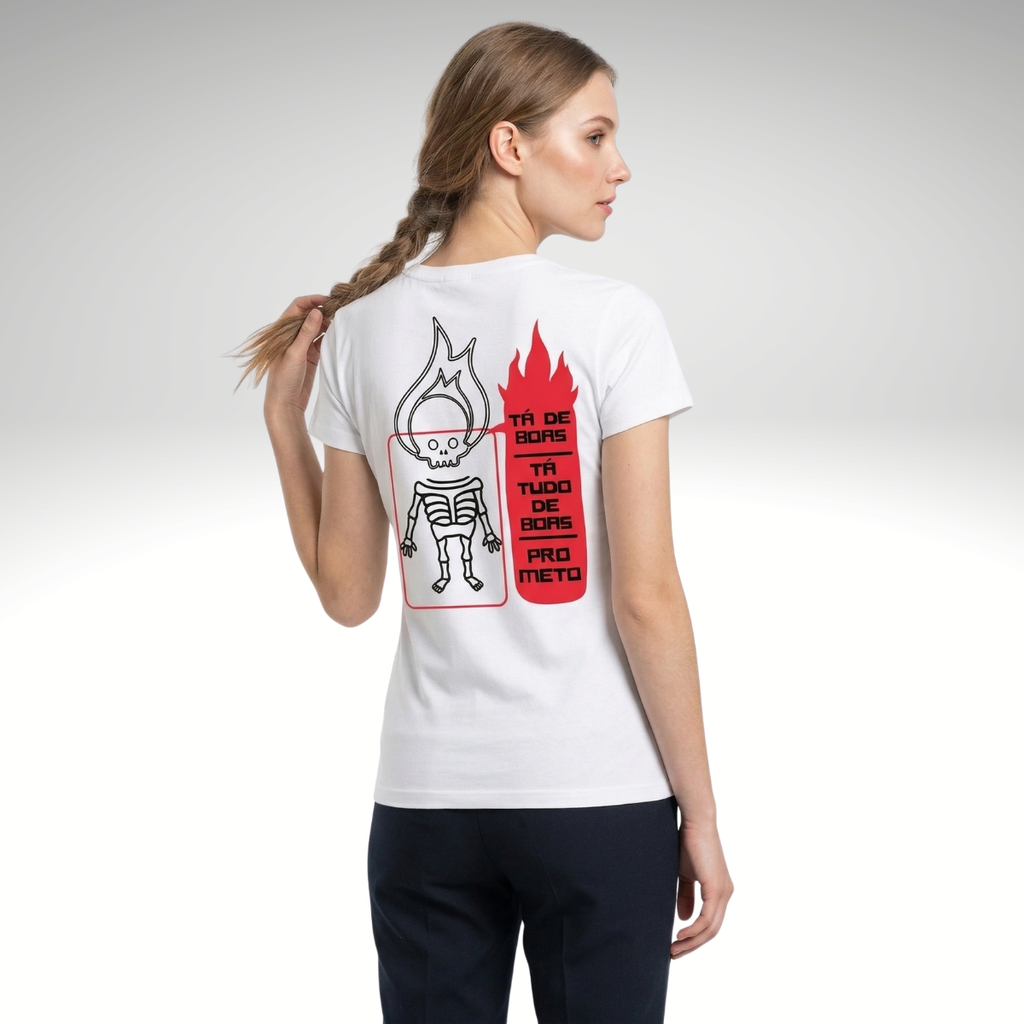 Camiseta Feminina Estampada - Estampa Esqueleto