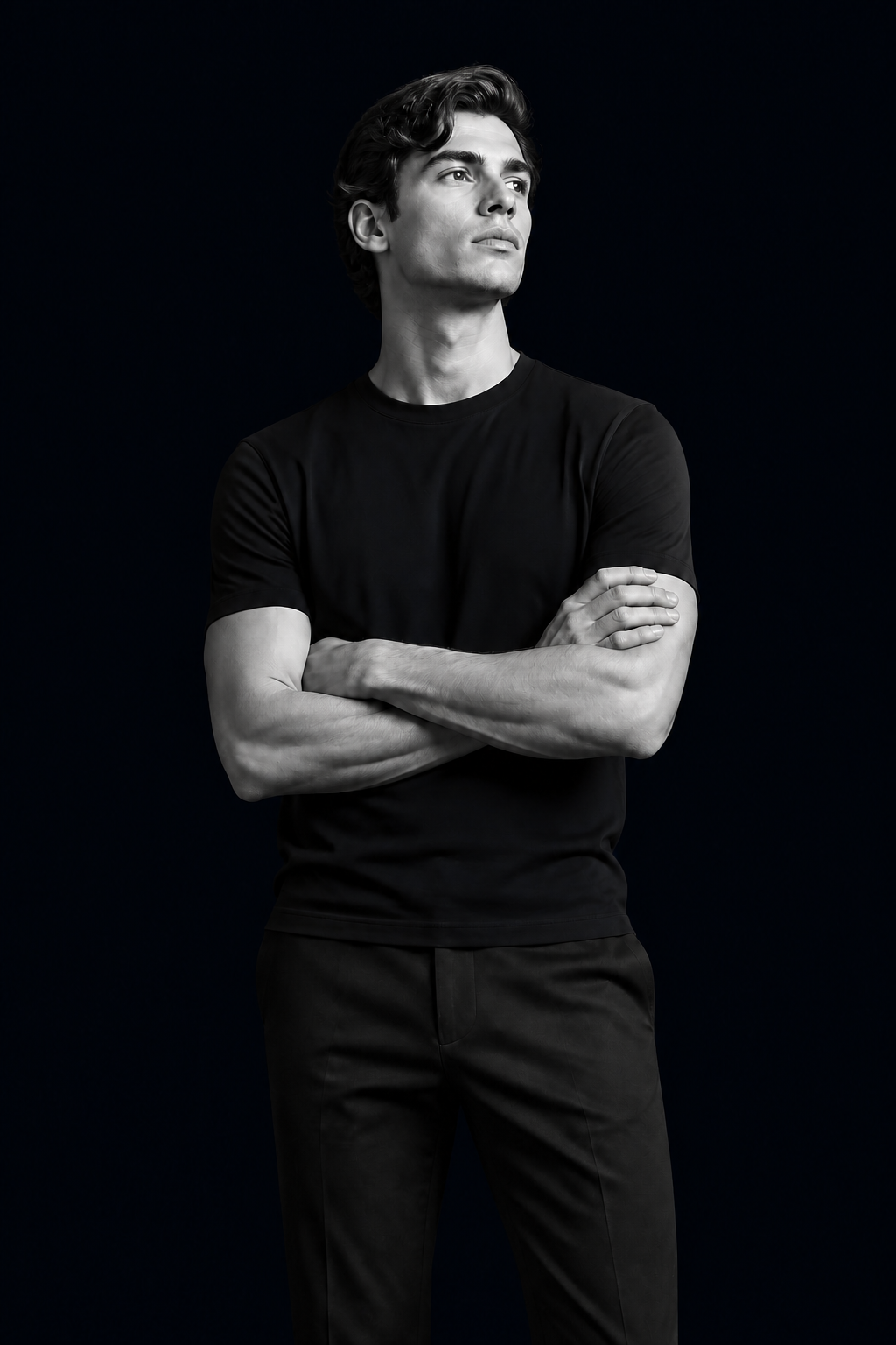 Editorial T-Shirt Pima Preto em preto e branco