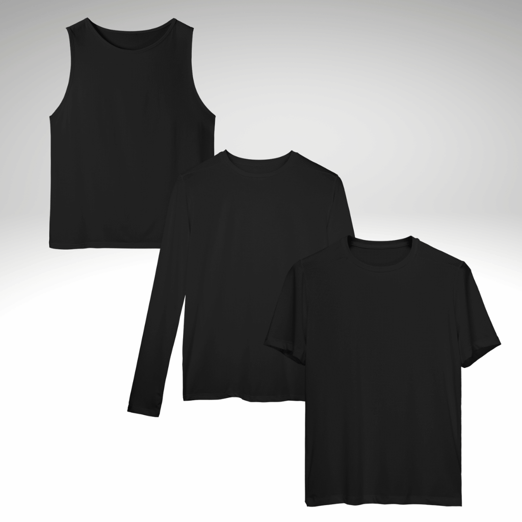Kit Esportivo Masculino 3 Camisetas - 1 Camiseta - 1 Regata - 1 Manga Longa
