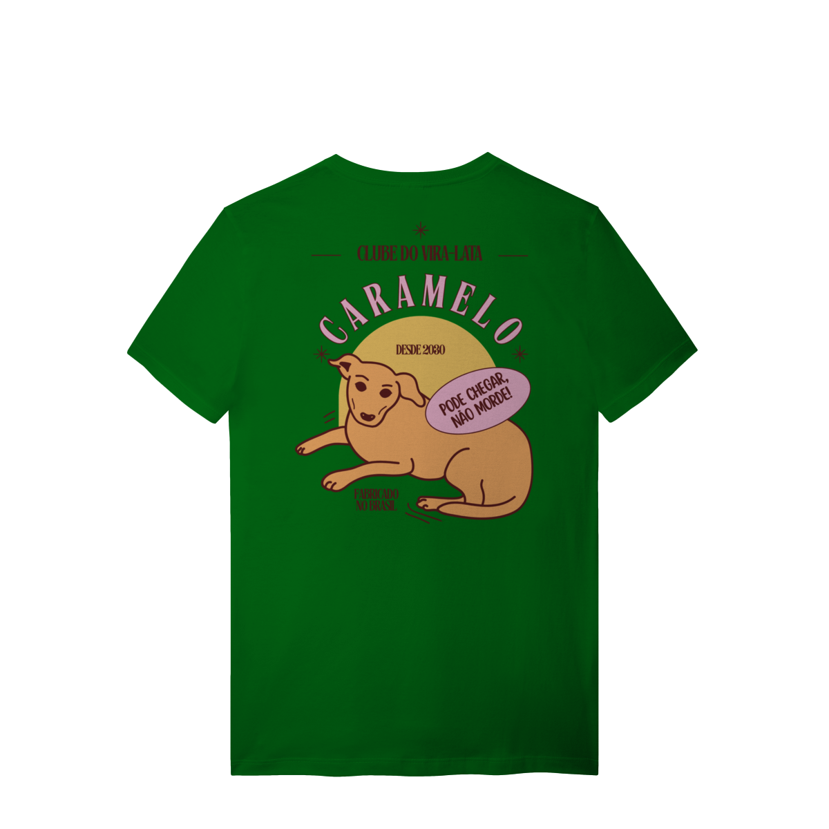 Camiseta de Algodão Estampada Cachorro Caramelo