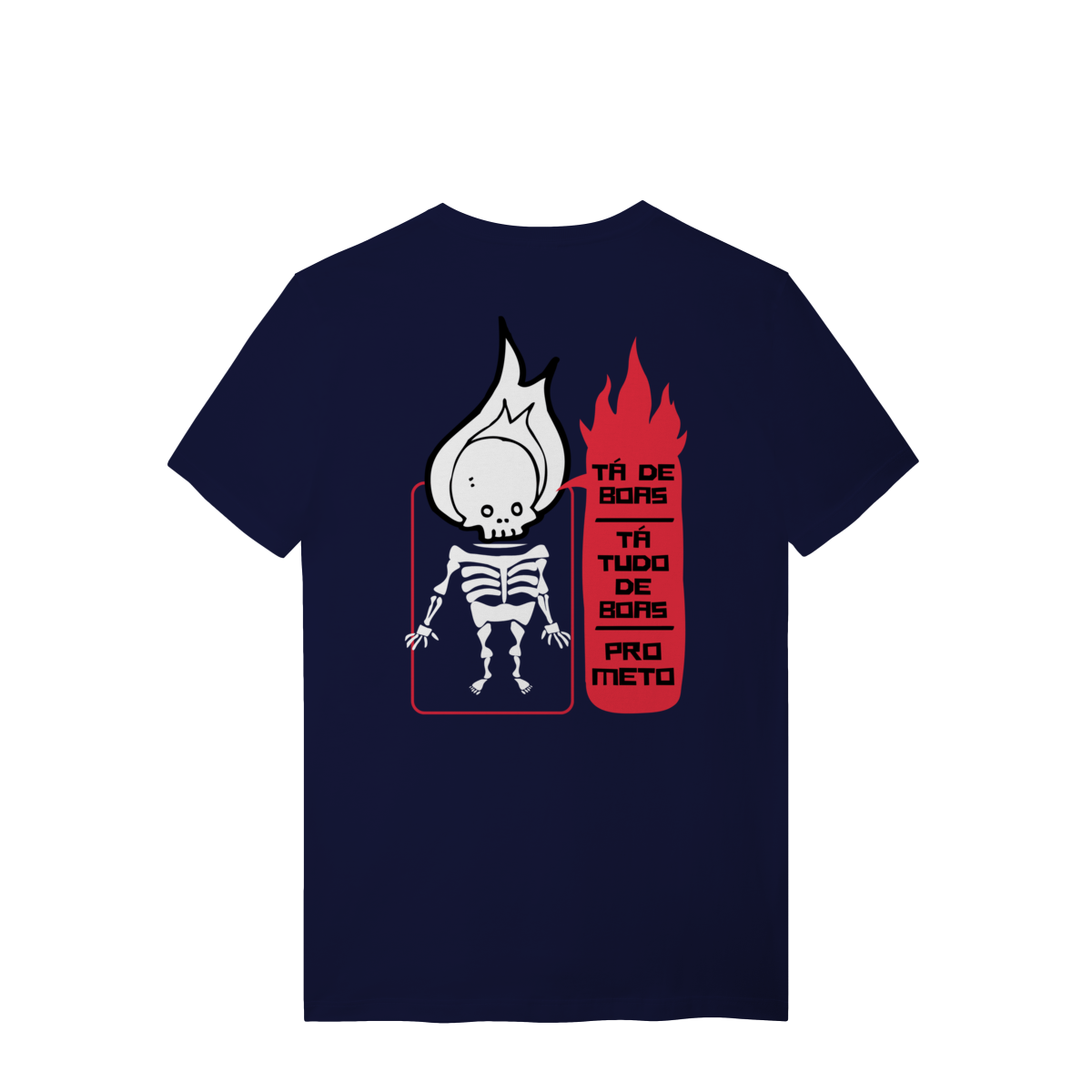 Camiseta de Algodão Estampada - Estampa Esqueleto