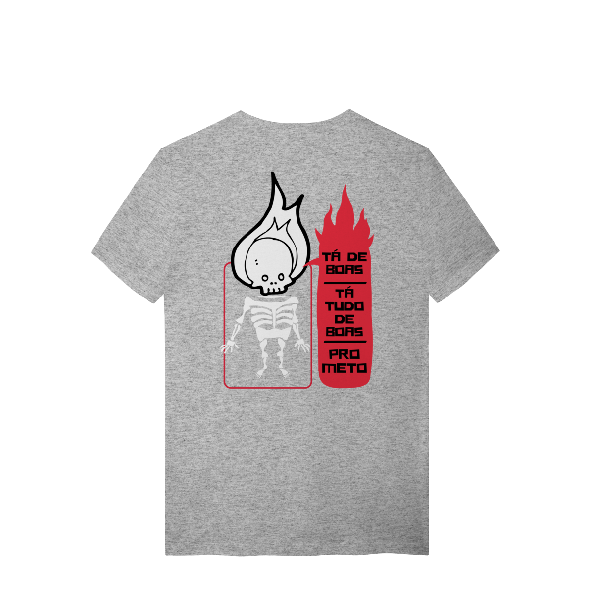 Camiseta de Algodão Estampada - Estampa Esqueleto