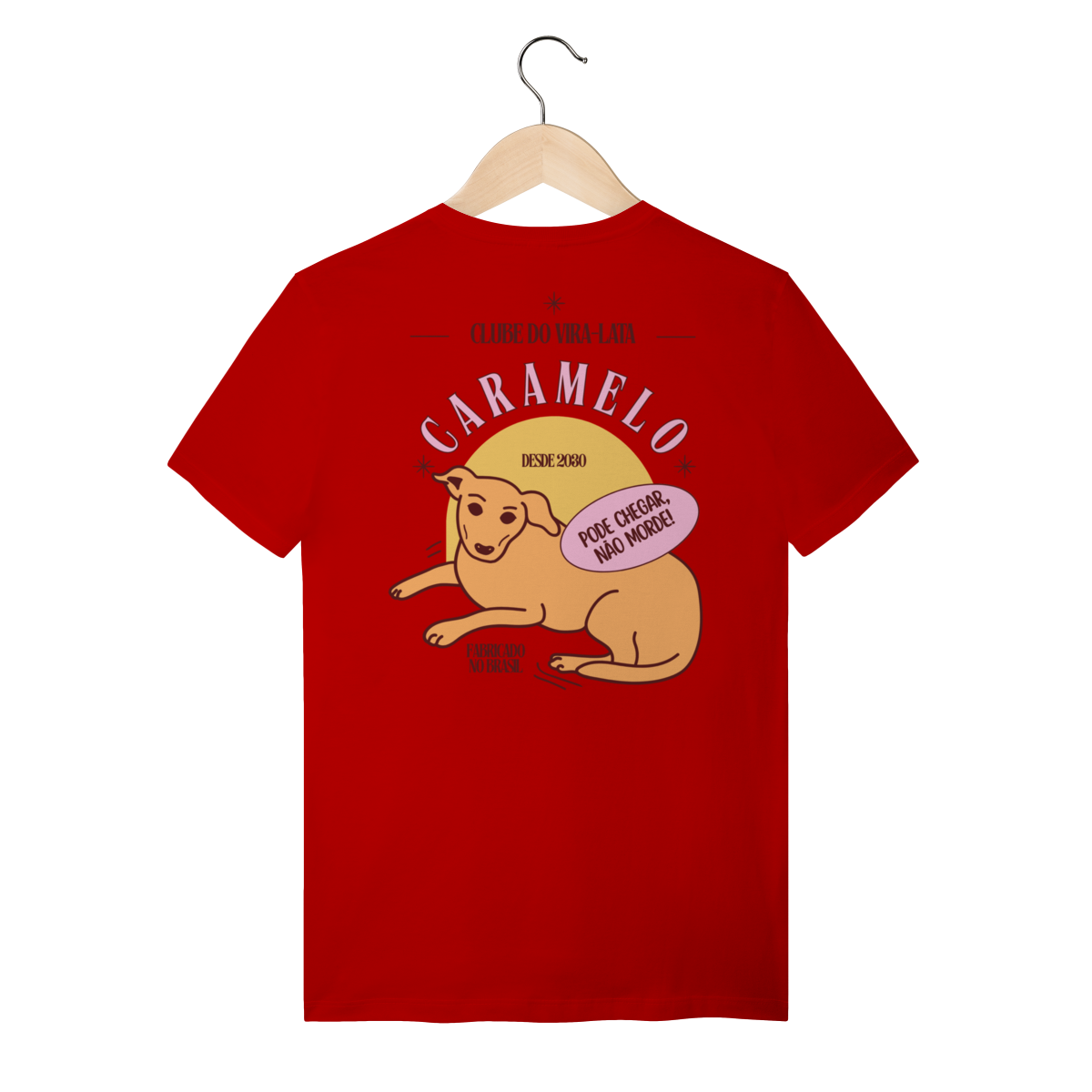 Camiseta de Algodão Estampada Cachorro Caramelo