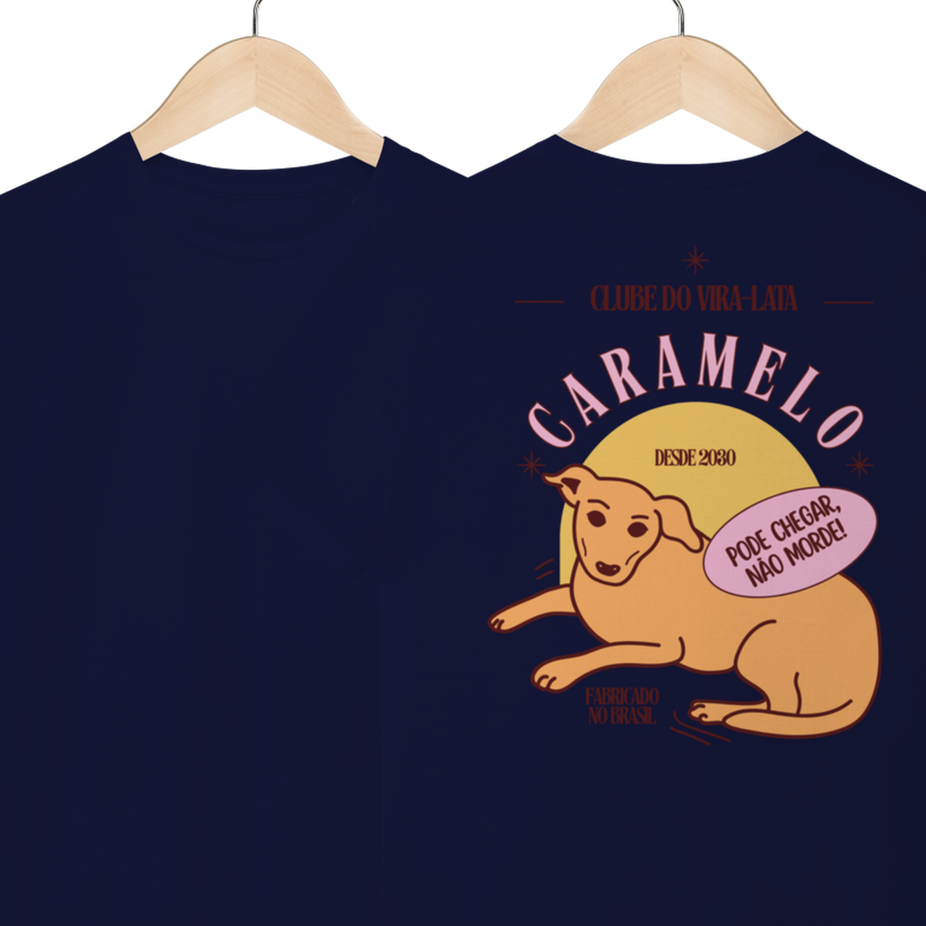 Camiseta de Algodão Estampada Cachorro Caramelo