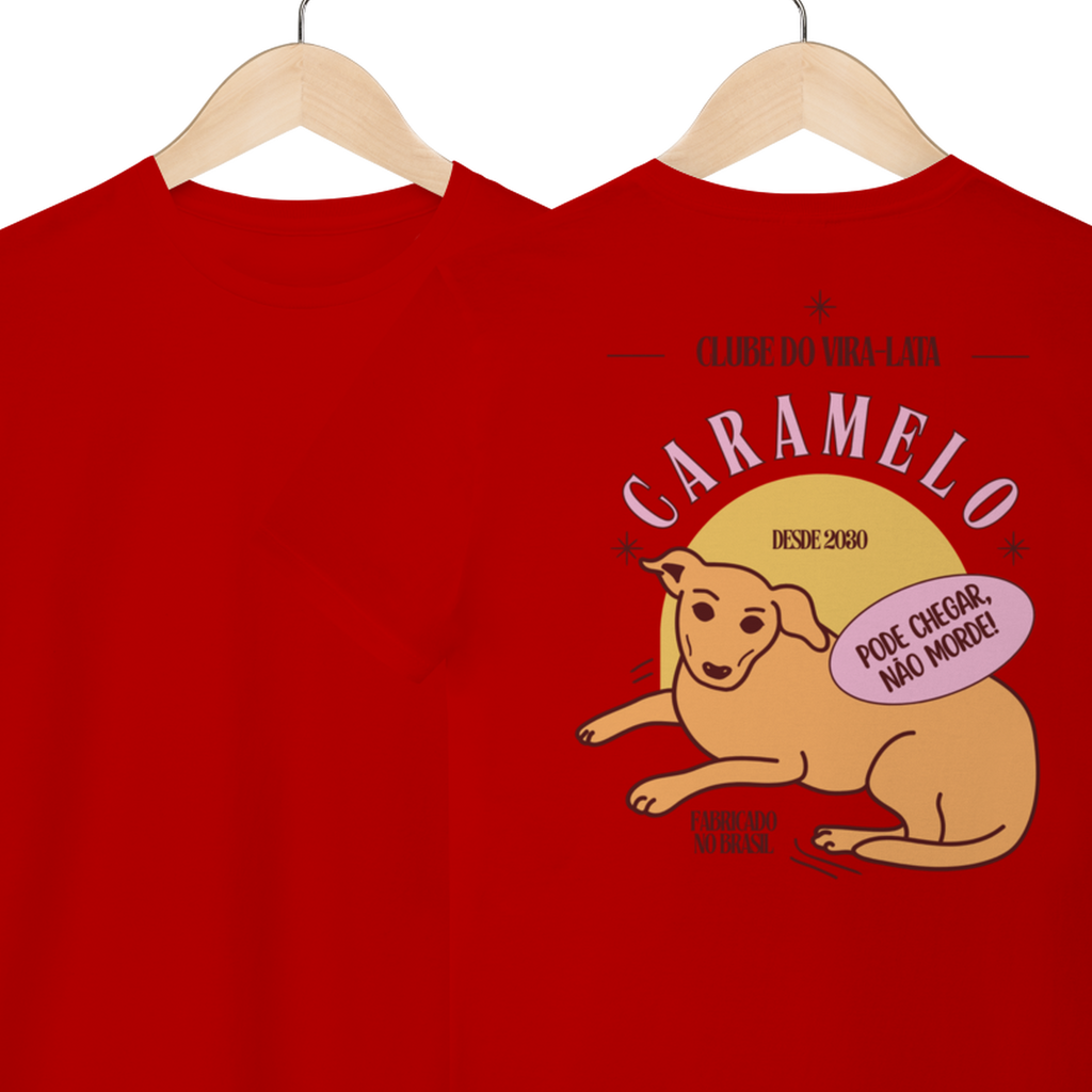 Camiseta de Algodão Estampada Cachorro Caramelo