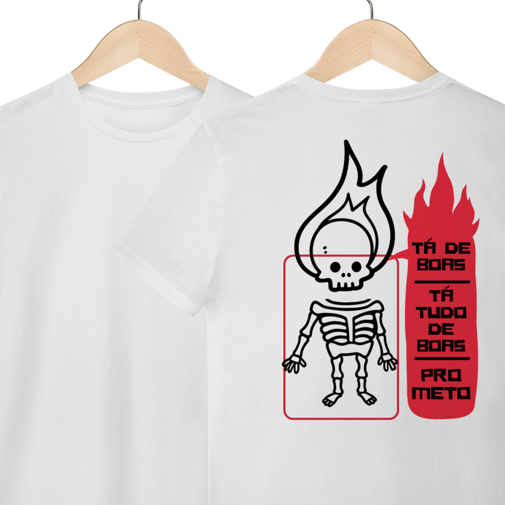 Camiseta de Algodão Estampada - Estampa Esqueleto