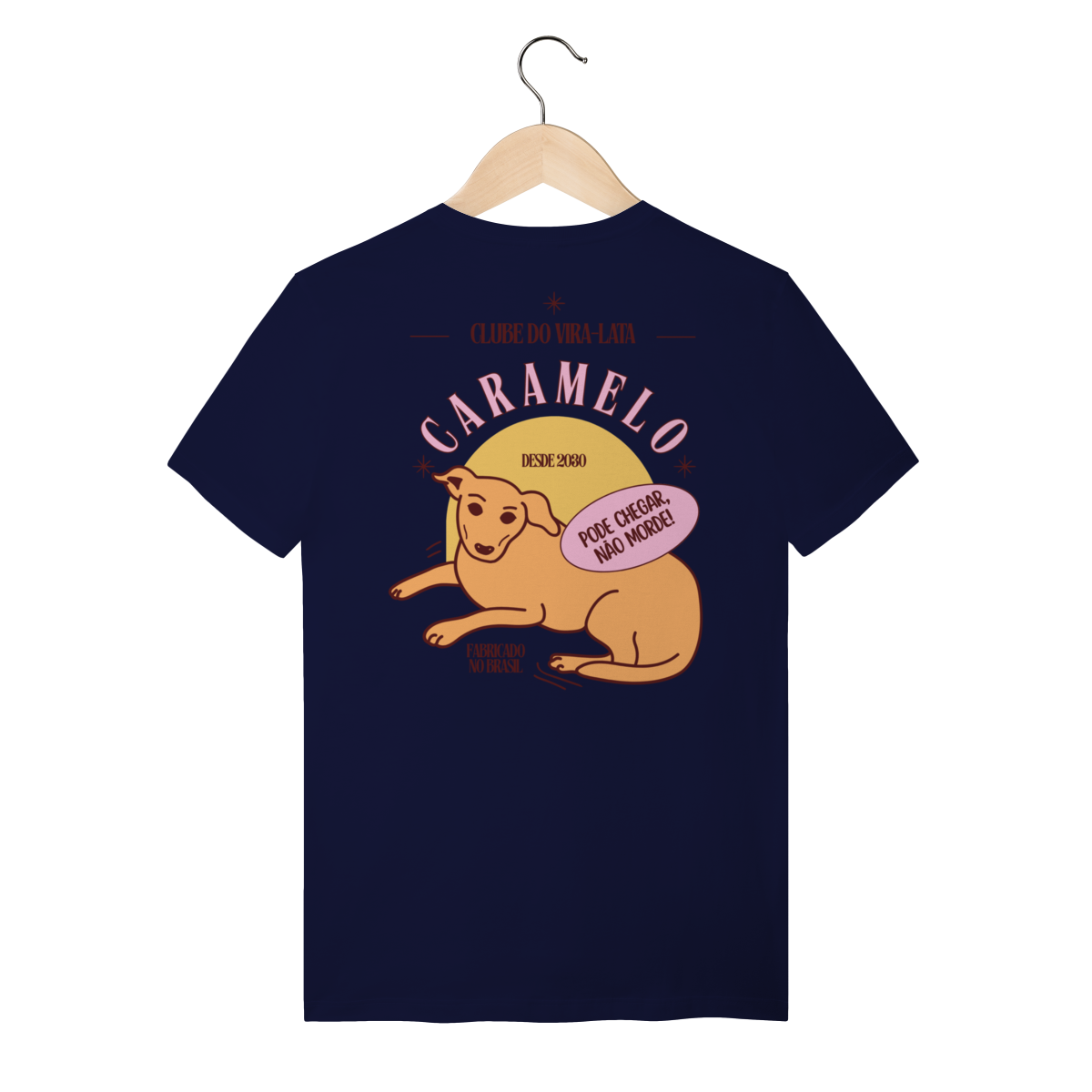 Camiseta de Algodão Estampada Cachorro Caramelo
