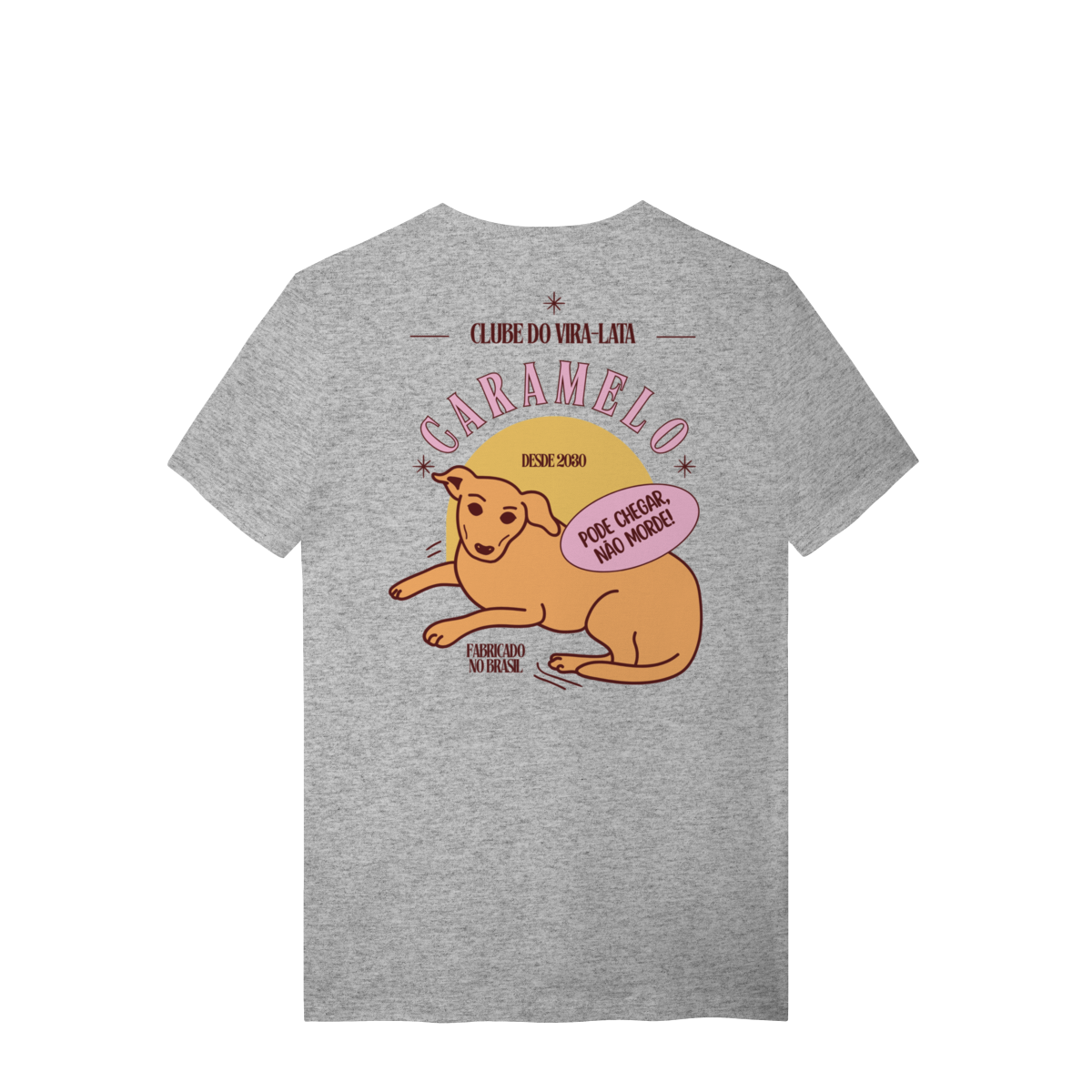 Camiseta de Algodão Estampada Cachorro Caramelo