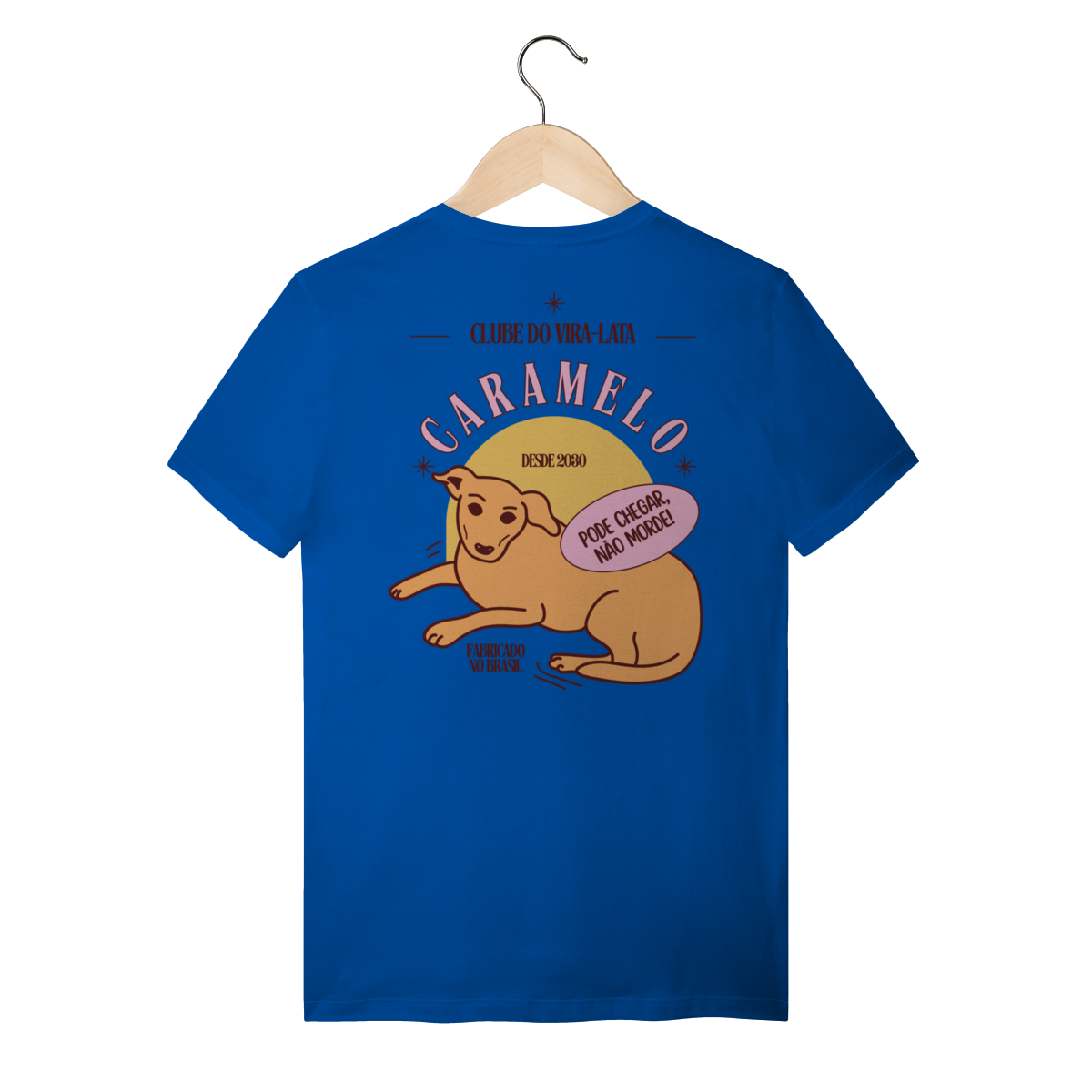 Camiseta de Algodão Estampada Cachorro Caramelo