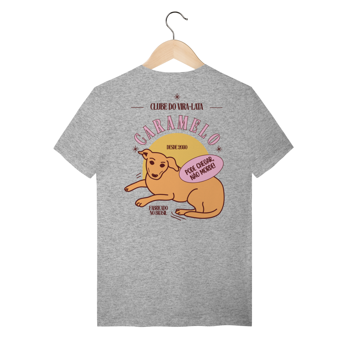 Camiseta de Algodão Estampada Cachorro Caramelo