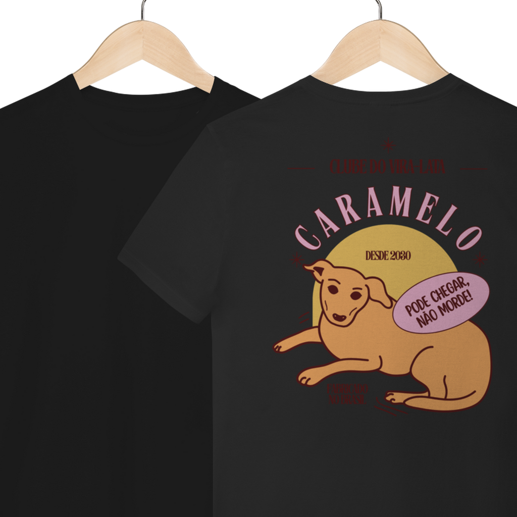 Camiseta de Algodão Estampada Cachorro Caramelo