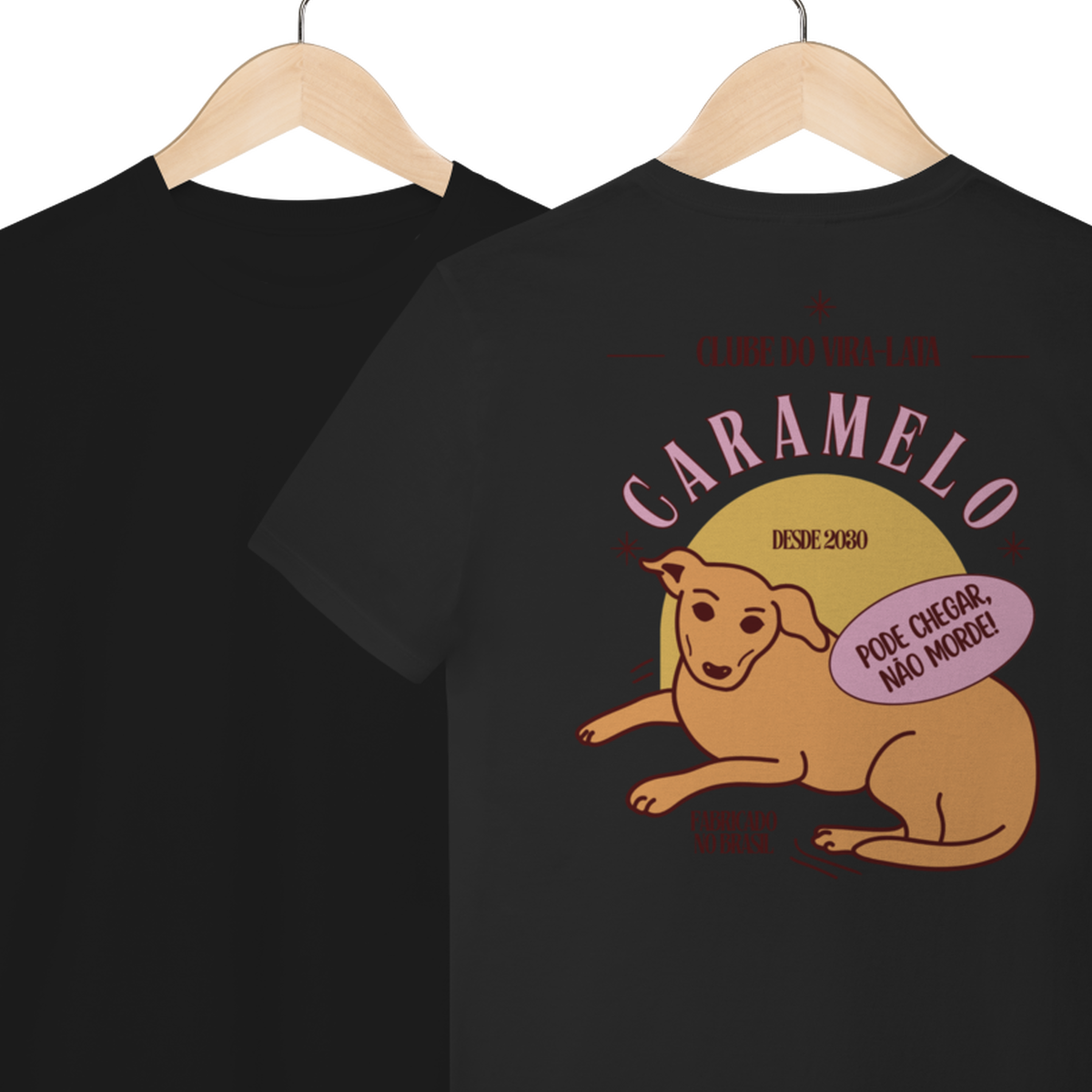Camiseta de Algodão Estampada Cachorro Caramelo