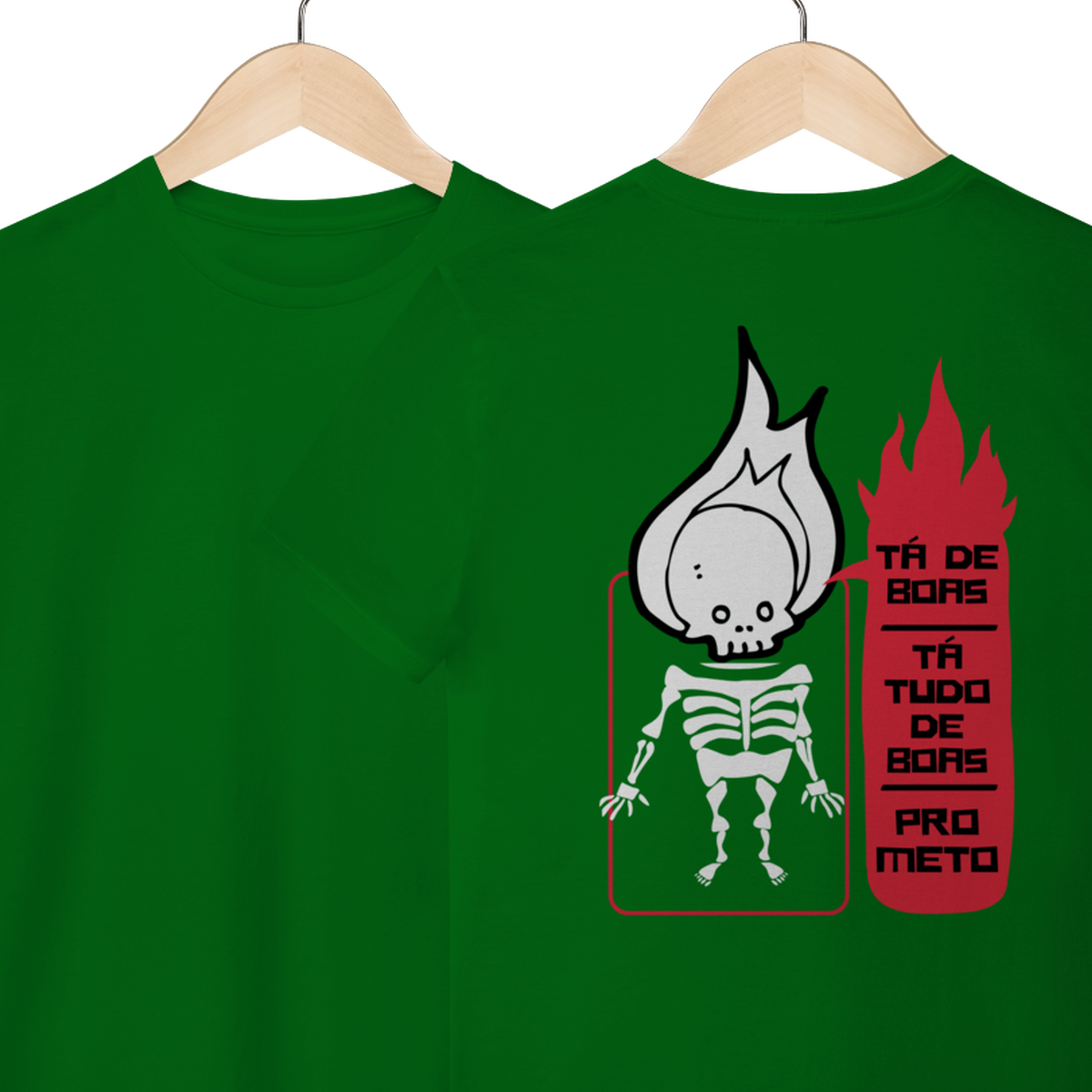Camiseta de Algodão Estampada - Estampa Esqueleto