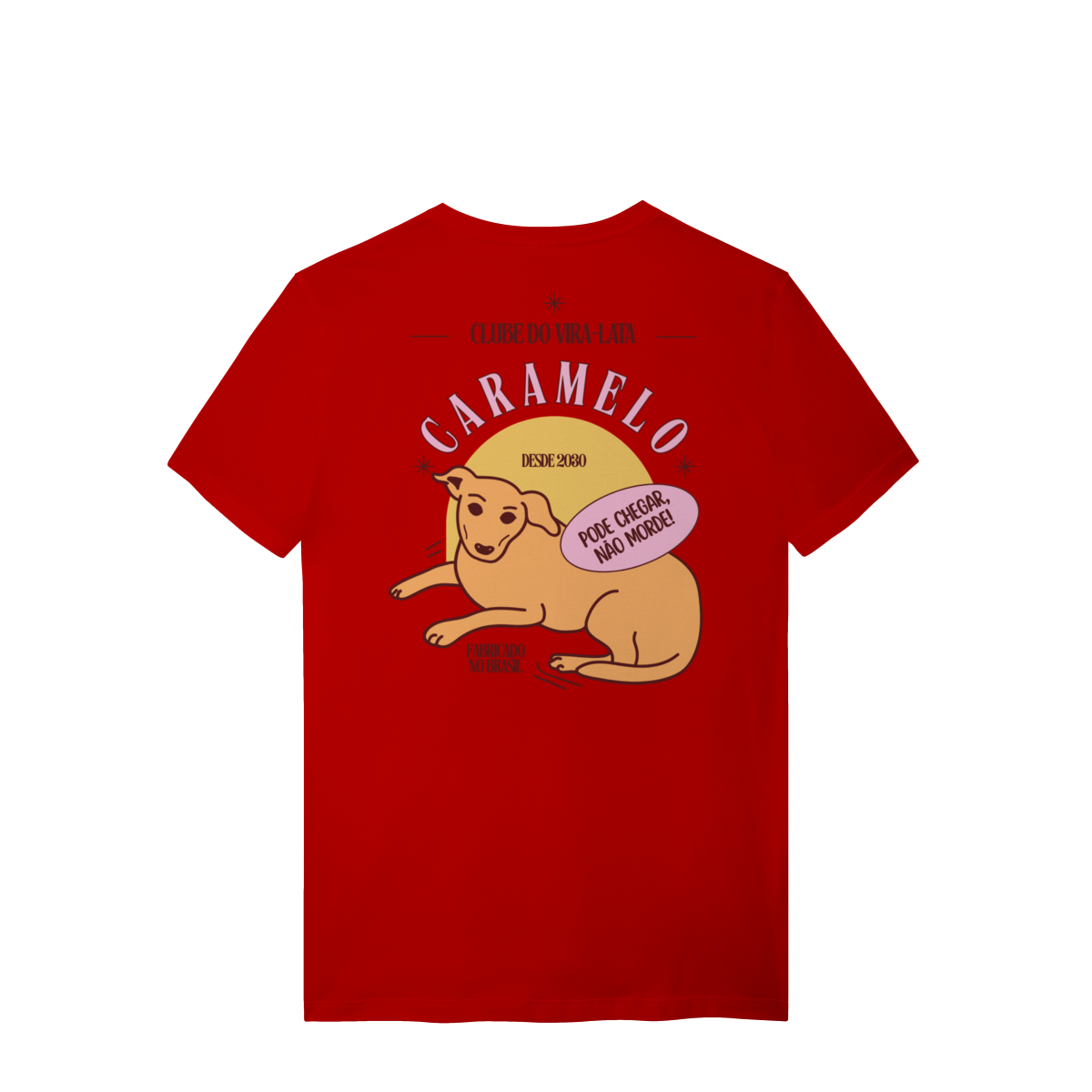 Camiseta de Algodão Estampada Cachorro Caramelo