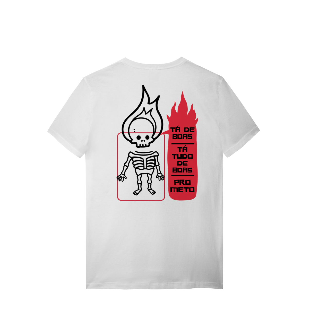 Camiseta de Algodão Estampada - Estampa Esqueleto