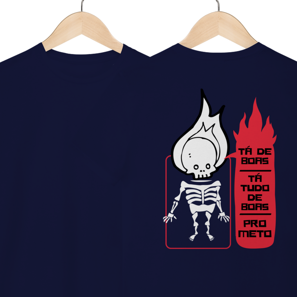Camiseta de Algodão Estampada - Estampa Esqueleto