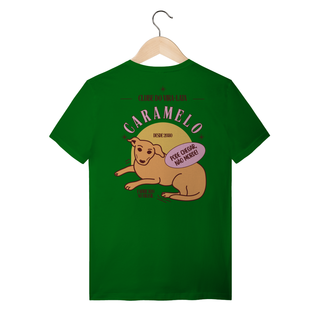 Camiseta de Algodão Estampada Cachorro Caramelo