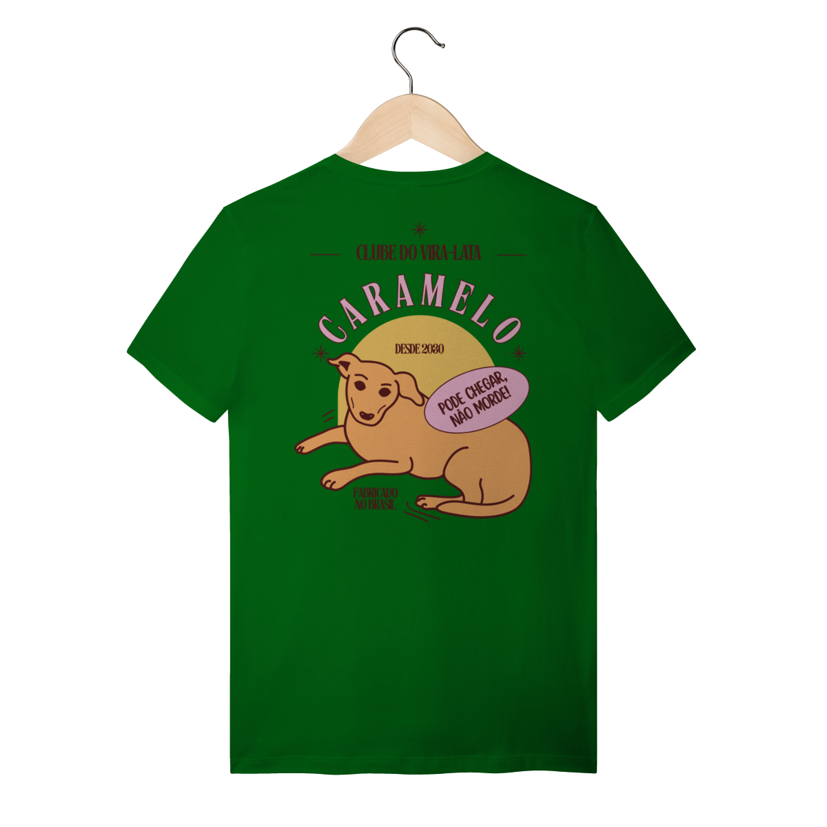 Camiseta de Algodão Estampada Cachorro Caramelo