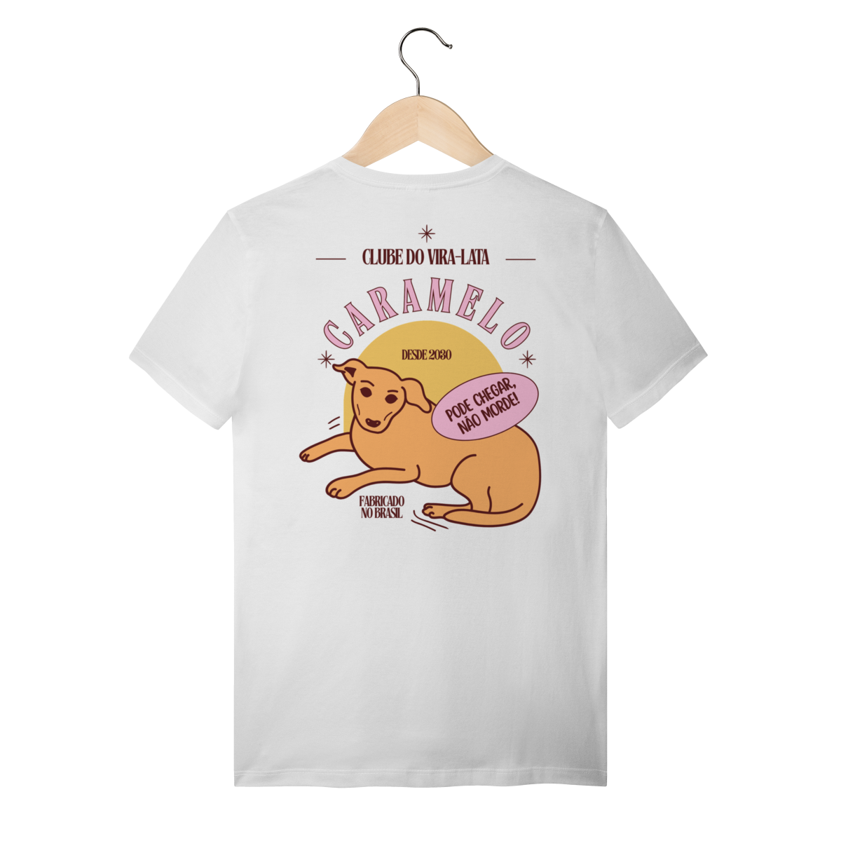 Camiseta de Algodão Estampada Cachorro Caramelo