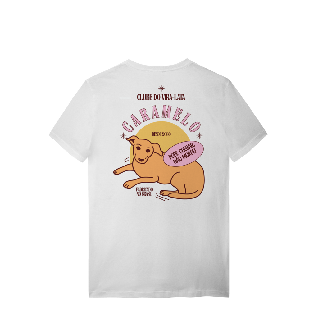 Camiseta de Algodão Estampada Cachorro Caramelo