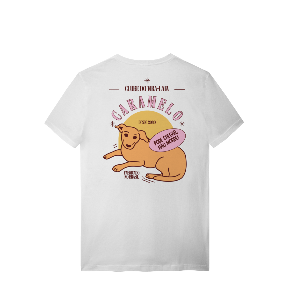 Camiseta de Algodão Estampada Cachorro Caramelo
