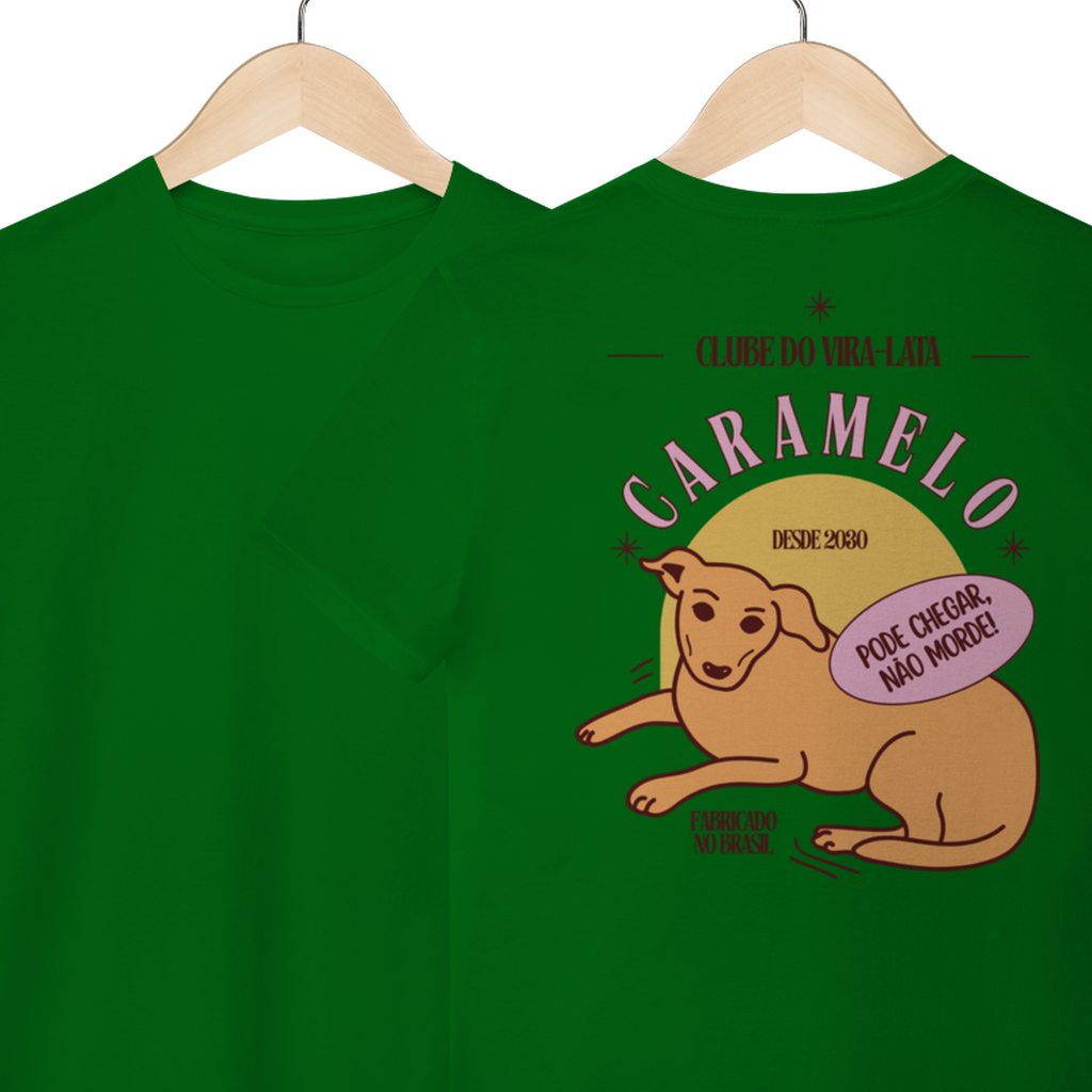 Camiseta de Algodão Estampada Cachorro Caramelo