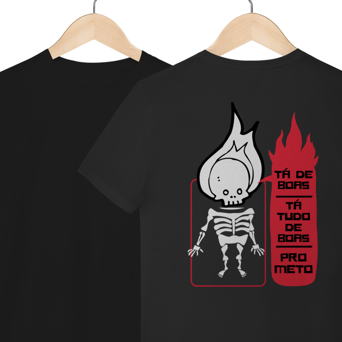 Camiseta de Algodão Estampada - Estampa Esqueleto
